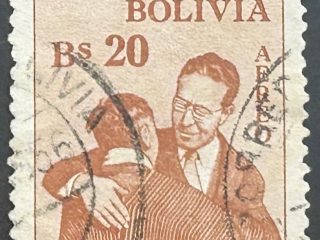 Sello Bolivia 1954 - III Congreso Indigenista - 20 Bs Marrón. Usado