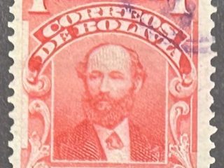 Sello Bolivia 1913 - Adolfo Ballivian - 1 Centavo Rojo. Usado