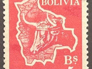 Sello Bolivia 1954 - Reforma Agraria- 5 Bs. Rojo Usado