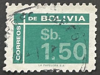 Sello Bolivia - Numeral - 1,50 Bs Verde Usado