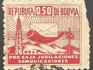 Sello Bolivia 1964 - Pro Caja Jubilaciones - 0,50 Rojo usado