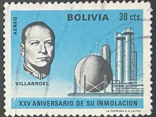 Sello Bolivia 1971 - Villarroel - 30 Cts. Usado