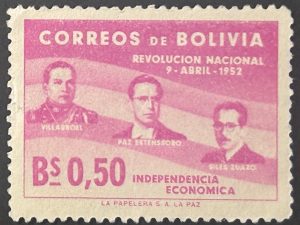 Sello Bolivia 1953 - Revolución Nacional - Bs 0,50 Rosa,  Usado Aéreo