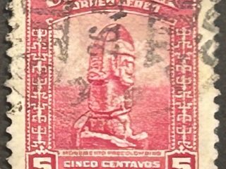 Sello Colombia 1952 - Arte Precolombino - 5 Centavos Rojo. Usado
