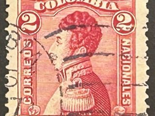 Sello Colombia 1920 - Antonio Amador José de Nariño - 2 centavos Rojo, Usado