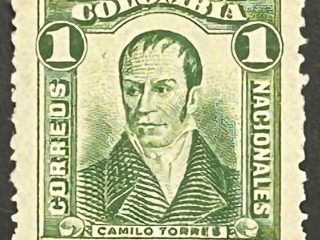 Sello Colombia 1917 - Camilo Torres - 1 centavos, Verde. Usado