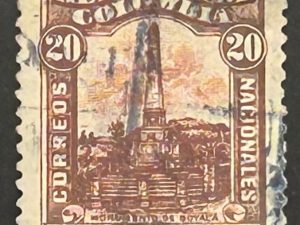 Sello Colombia 1917 - Monumento de Boyaca 20 Centavos, marrón , usado