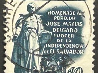 Sello Colombia 1957 - José Matías Delgado - 10 c , Azul, Usado, Aéreo