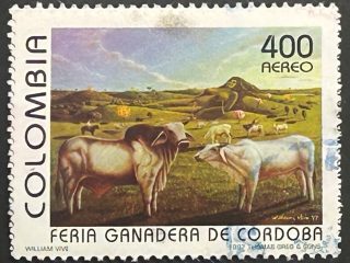 Sello Colombia 1997 - Feria Ganadera - 400 Pesos Usado, Aéreo