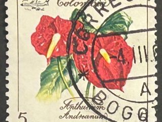 Sello Colombia 1961 - Flores - 5 cts Overprint Aéreo usado