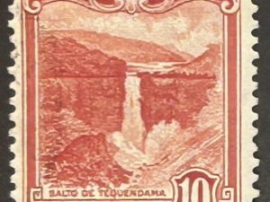 Sello Colombia - Salto de Taquendama - 10 cts , Rojo, Usado