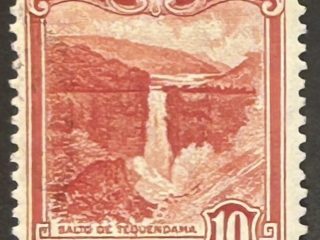 Sello Colombia - Salto de Taquendama - 10 cts , Rojo, Usado