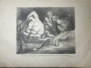 GRABADO DE GUSTAVO DORÉ DE 1900 MIDE 40 X 28cm. - ESE SOBERBIO… Inferno C. XXXI