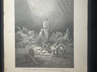 GRABADO DE GUSTAVO DORÉ DE 1900 MIDE 40 X 28cm. Oh Arachne … Purgatorio C XII