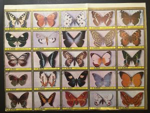 Pliego de sellos de Ajman 1972 - Mariposas - 25 Valores - Modelo 1