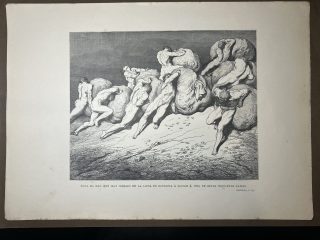 GRABADO DE GUSTAVO DORÉ DE 1900 MIDE 40 X 28cm. - Todo el oro… - Inferno C VII