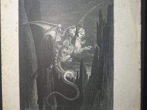 GRABADO DE GUSTAVO DORÉ DE 1900 MIDE 40 X 28cm. Intimidóme entonces más el precipicio - Infierno C XVII