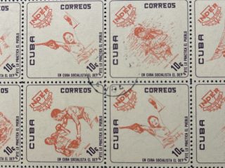 Pliego Sellos Cuba 1962 - Deportes - 10c 25 sellos Lila y Rojo
