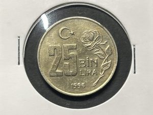 Moneda Turquía - 25.000 liras - 1996