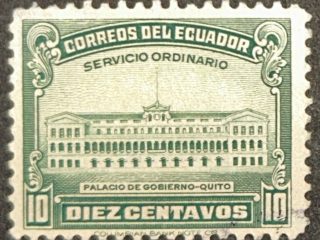 Sello Ecuador 1944 - Palacio de Gobierno - 10 centavos Verde Usado