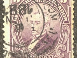 Sello Ecuador 1916 - José M Urbina - 5 Centavos - Lila Usado