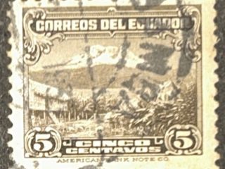 Correo Ecuador 1934 - Monte Chimborazo - 5 Centavos Marrón Usado