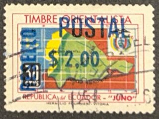 Sello Ecuador 1969 - Timbre Orientalista- Reselladonpostal de 2$