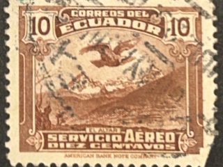 Sello Ecuador 1937 - El Altar - 10 centavos Marrón Usado - Aéreo