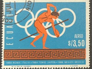 Sello Ecuador 1966 - Olimpiadas Disco -3,50 Sucres Usado Aéreo