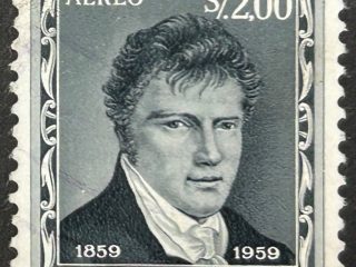 Sello Ecuador 1959 - Alexandre von Humboldt- 2,00 Sucres Verde Usado Aéreo