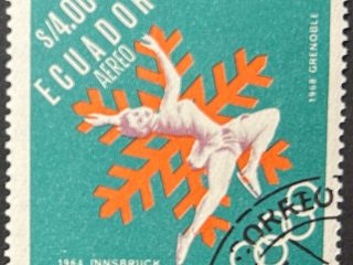 Sello Ecuador 1966 - Olimpiadas de Invierno Innsbruck - 4 Sucres Usado Aereo