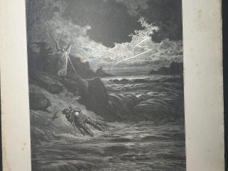 GRABADO DE GUSTAVO DORÉ DE 1900 MIDE 40 X 28cm. Hallo mi yerto cadaver… Purgatorio C. V