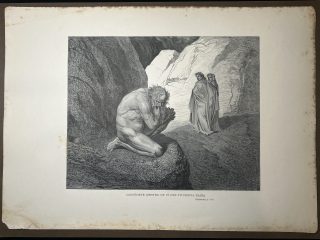 GRABADO DE GUSTAVO DORÉ DE 1900 MIDE 40 X 28cm. - Consúmete - Inferno C. VII