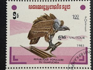 Bloque de 5 sellos de Camboya 1983 - Aves : Vautour - 1 Riel