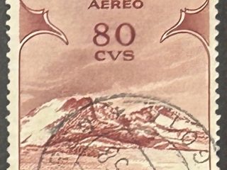 Sello Colombia 1959 - Nevado del Ruiz - 80 Cts. aéreo Usado Marrón.