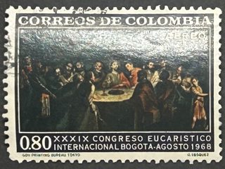 Sello Colombia 1968 - Congreso Eucarístico - 80 Céntimos Aéreo Usado