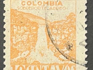 Sello Colombia 1945 - Sobreporte Aéreo 10 c Naranja Usado