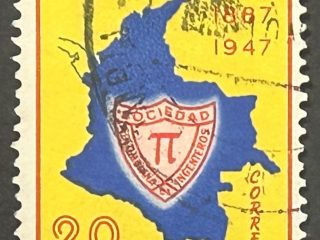 Sello Colombia 1951 - Sociedad de Ingenieros- 20 Centavos