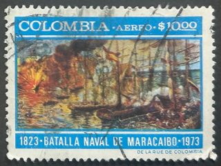 Sello Colombia 1973 - Batalla de Marciano - 10 pesos , Aéreo Usado