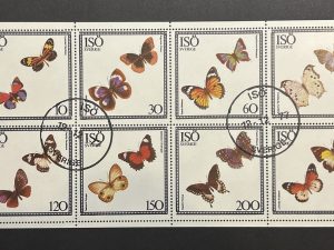 Minipliego sellos Isö - Sverige 1977 - Parejas de Mariposas - 8 Valores