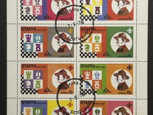 Minipliego sellos Staffa - Scotland 1976 - Ajedrez u Scouts - 8 Valores