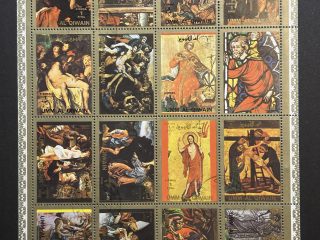 Minipliego sellos Umm al Qwain - Pinturas de la Vida de Cristo - 16 Valores