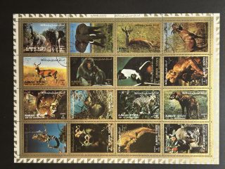 Minipliego sellos Ajman- Animales Salvajes - 16 Valores