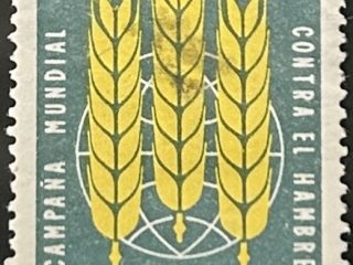 Sello Uruguay 1963 - Campaña Mundial contra el Hambre - 10$ Verde y amarillo, usado