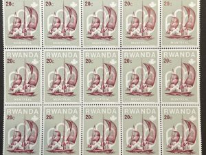Bloque Sellos Ruanda 1976 - Juegos Olímpicos Montreal : Vela - 15 sellos de 20c Nuevos