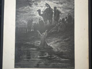 Lámina Litografía del Grabado La Oración de Jacob - Gustav Dore
