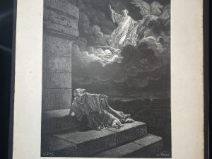 Lámina Litografía del Grabado Elías es Arrebatado - Gustav Dore