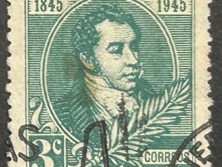 Sello Argentina 1945 - Bernardino Rivdavia 3c Usado Verde