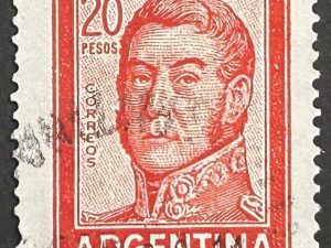 Sello Argentina 1967 - San Martín - 20 Pesos Rojo Usado