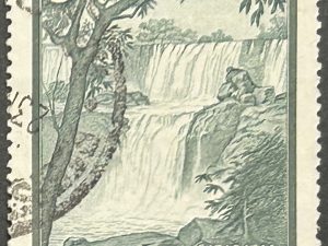 Sello Argentina 1955 - Cataratas del Iguazú- 5 Pesos Verde Usado